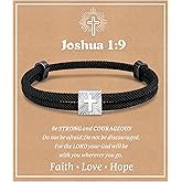 MEALGUET Christian Gifts Cross Bracelet for Boys : Adjustable Black Rope Faith Cross Bracelets for 6 8 10 12 14 16 Years Age Teenage Young Boy Son, Religious Jewelry Gift Ideas for Easter Baptism