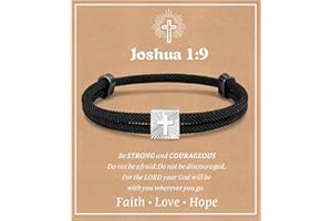 MEALGUET Stocking Stuffers for Teenage Boys, Christmas Christian Gifts Cross Bracelet for Boy : Adjustable Black Rope Faith Cross Bracelets for Men, Religious Jewelry Gift Ideas for Baptism Teenage Young Son