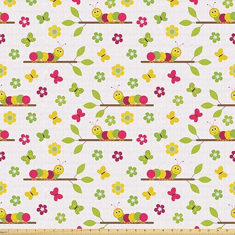 Amazon Com Ambesonne Caterpillar Fabric By The Yard Colorful