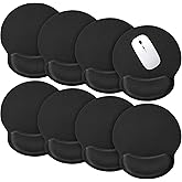 Yunsailing 8 Pack Ergonomic Mouse Pad with Wrist Rest Support Gel Memory Foam Mousepad Comfortable Computer Pad for Pain Relief(Black)