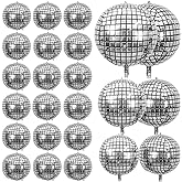 24 PCS Disco Ball Balloons - Different Sizes 4D Large Balloons 10, 15, 18, 22 Inch Silver for Party Supplies