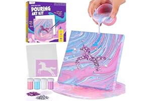 LAOESE Canvas Paint Pouring Art Kit - DIY Craft for Kids Age 6-12, Arts and Crafts Kit for Girls & Boys, Toys Girls Boy Birthday Gift Ages 4 5 6 7 8 9 10 11 12+