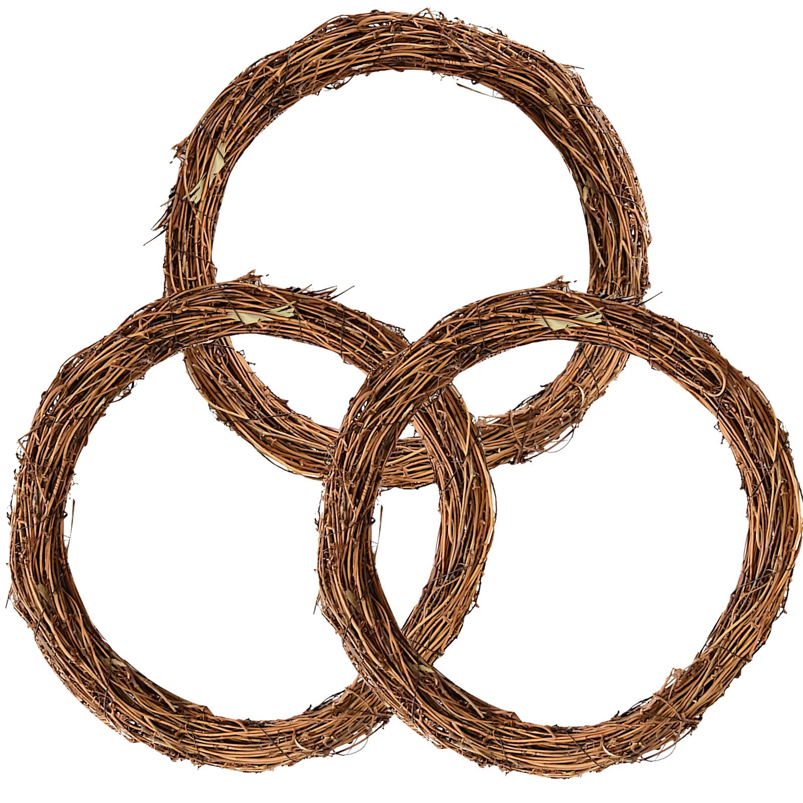 3PCS 30cm Rattan Wreaths, Natural Wicker Vine Rings for DIY Crafts, Home Decor, Wedding & Holiday Decoration, Floral Arrangements, Rustic Hanging Decor