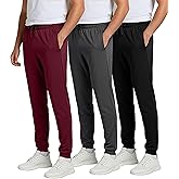 Real Essentials 3 Pack: Men's Mesh Jogger | Athletic Sweatpants with Pockets | Active Track Gym Workout Pant (Big & Tall)