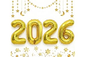 UNIBRO 2026 Happy New Year Balloons - 42 Inch Large Gold Foil Number Set (2,0,2,6) - Ideal for New Year's Eve Party Supplies, NYE Decorations & 2026 Graduation