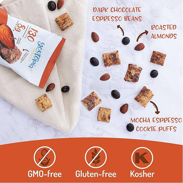 YOUTOPIA HEALTHY OFFICE SNACK MIX, 130 CALORIES, LOW SUGAR, LOW CALORIE, GLUTEN FREE & GMO FREE, HEART HEALTHY SNACK, ESPRESSO OBSESSO TRAIL MIX, 1 OZ, PACK OF 10