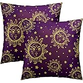 Cafl Tarot Sun and Moon Throw Pillow Covers Elegant Sun and Moon Square Pillowcases Cushion Cover 18x18 Inch for Room Sofa Chair Bed Home Decor Set of 2