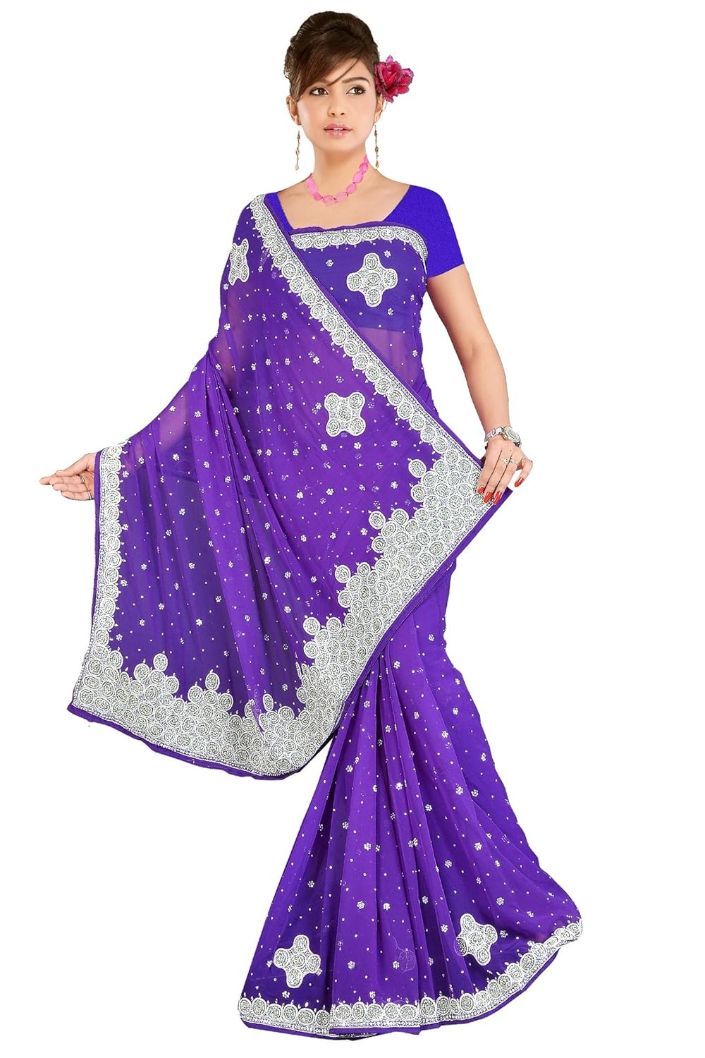 stone work party wear saree