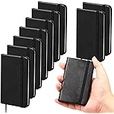 Qeeenar 10 Pcs Hardcover Leather Pocket Notebook 4 x 2.5 Inch Small Notebook 50 Sheets Hardcover Mini Notepad Tiny Lined Journal for Office Home School Writing Supplies (Black)