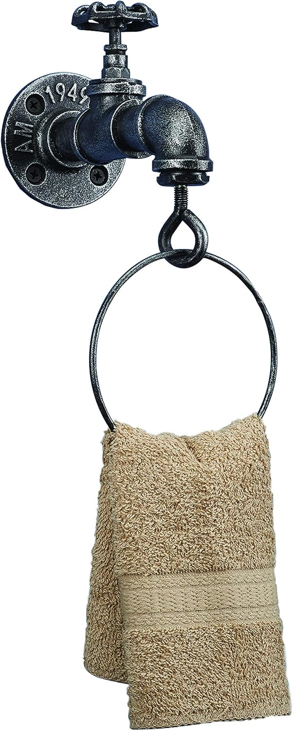 Barnyard Designs Industrial Towel Ring, Rustic Vintage