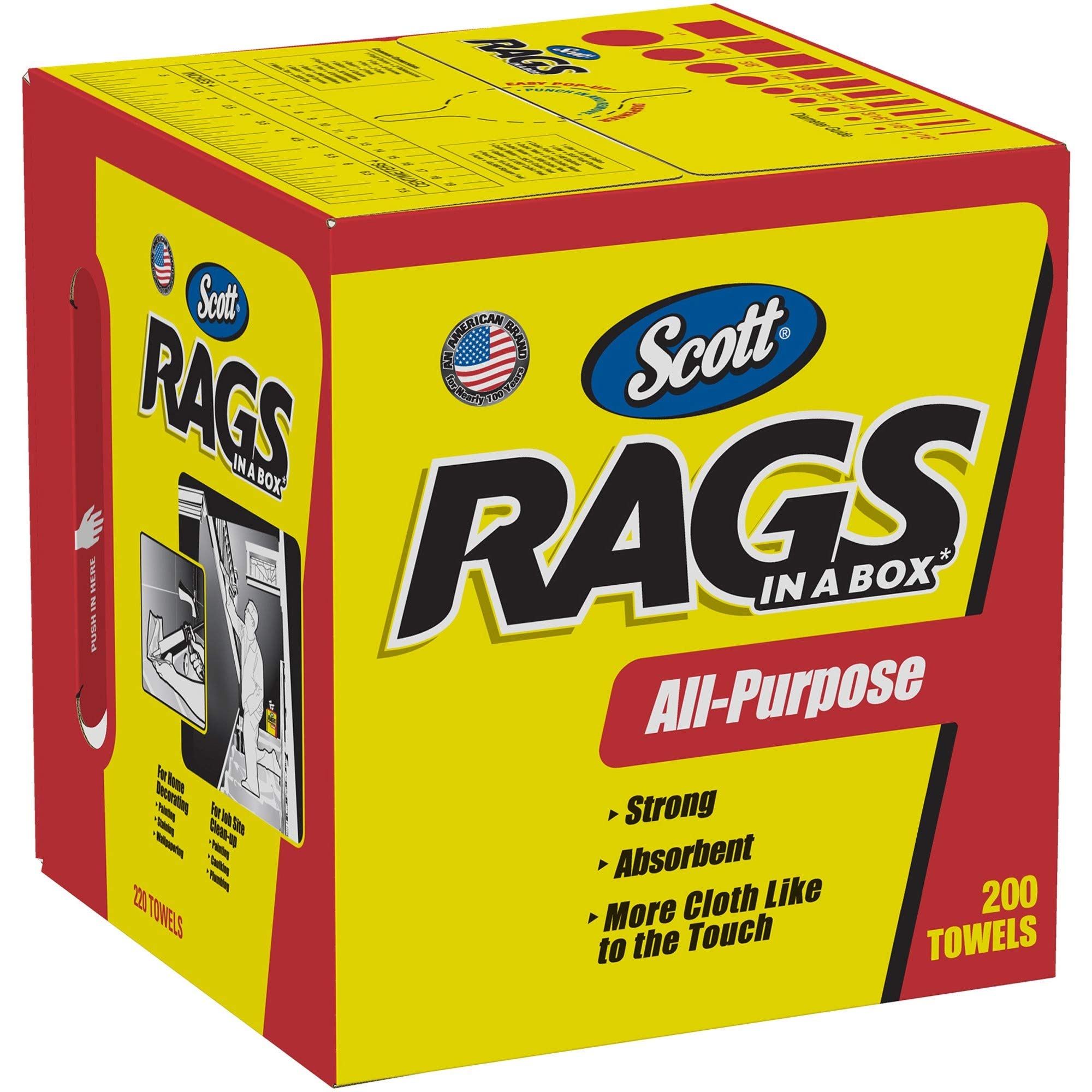 Scott Rags In A Box (75260), White, 200 Shop Towels / Box, 8 Boxes / Case