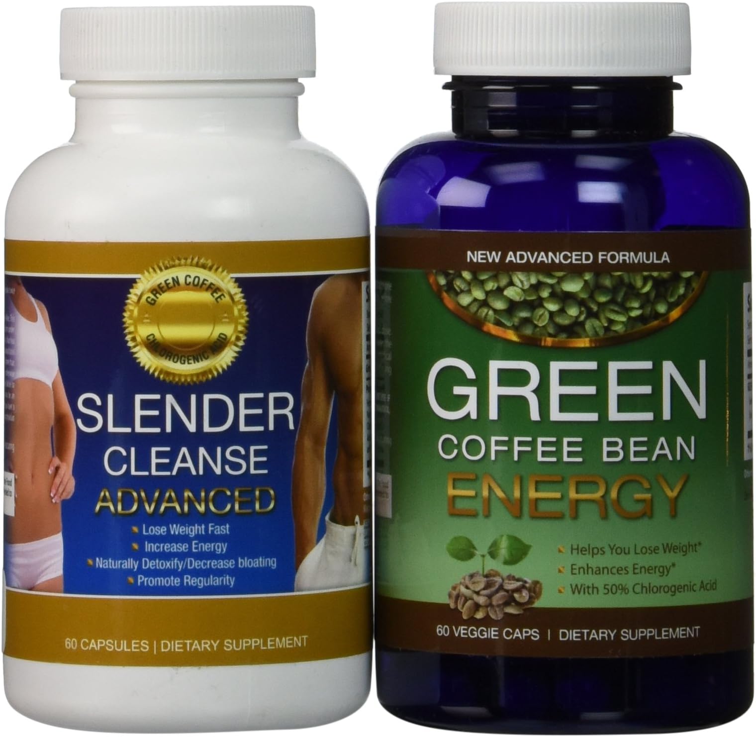 Green Coffee Bean Energy AND Slender Cleanse Advanced-2 Advanced Formula's Working Together to Help You Lose Weight AND Gain Energy! All Natural Green Coffee Bean Extract is “Jitter-Free” With The TV Doctor's Required 50% Chlorogenic Acids Perfectly Matched to a Controllable Colon Cleanse for MAXIMUM RESULTS to Help You Lose Weight Fast! - 2 BEST SELLING PRODUCTS FOR THE PRICE OF 1! (Bundle)
