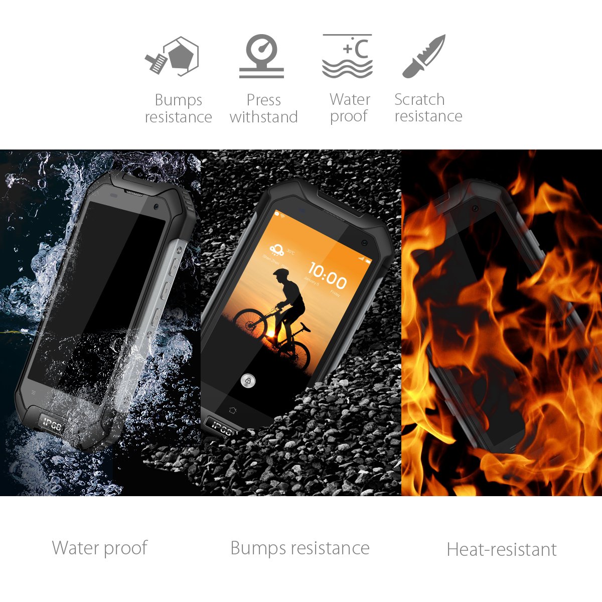 Rugged Smartphone, Blackview BV6000 IP68 Smartphone with 3GB+32GB - 4500mAh  - 5MP+13MP - 4.7” HD Screen - Android 7.0 Smartphone - Dual SIM Phone ... - 