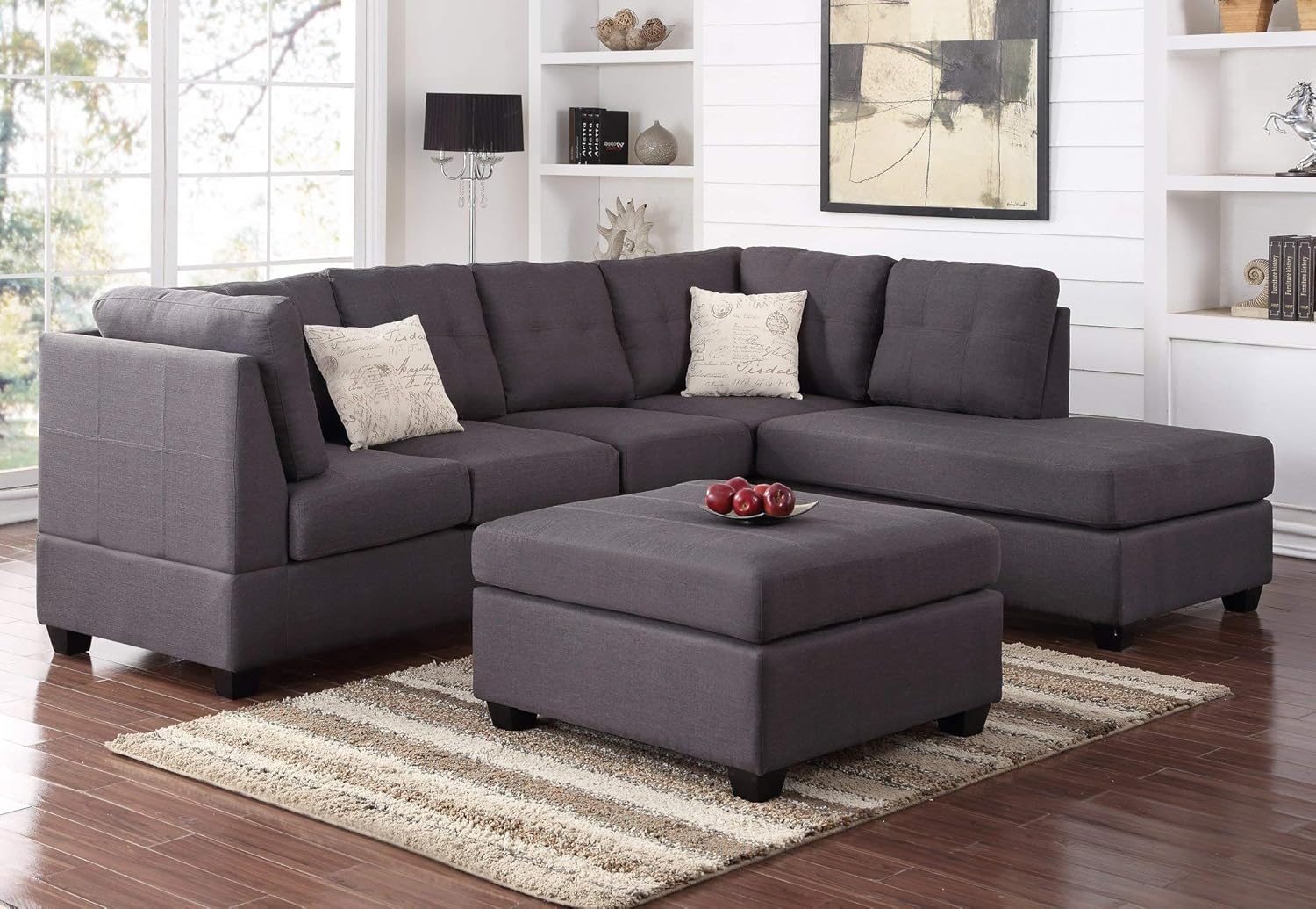 Mollai Collection 3 Piece SECTIONAL (Grey) Furniture & Decor