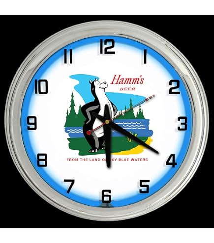 thumbnail image 2 of Hamm's Beer Bear Camping Sign Wall Clock - Off The Wall Clocks - Retro Tavern Decor 2 of 6