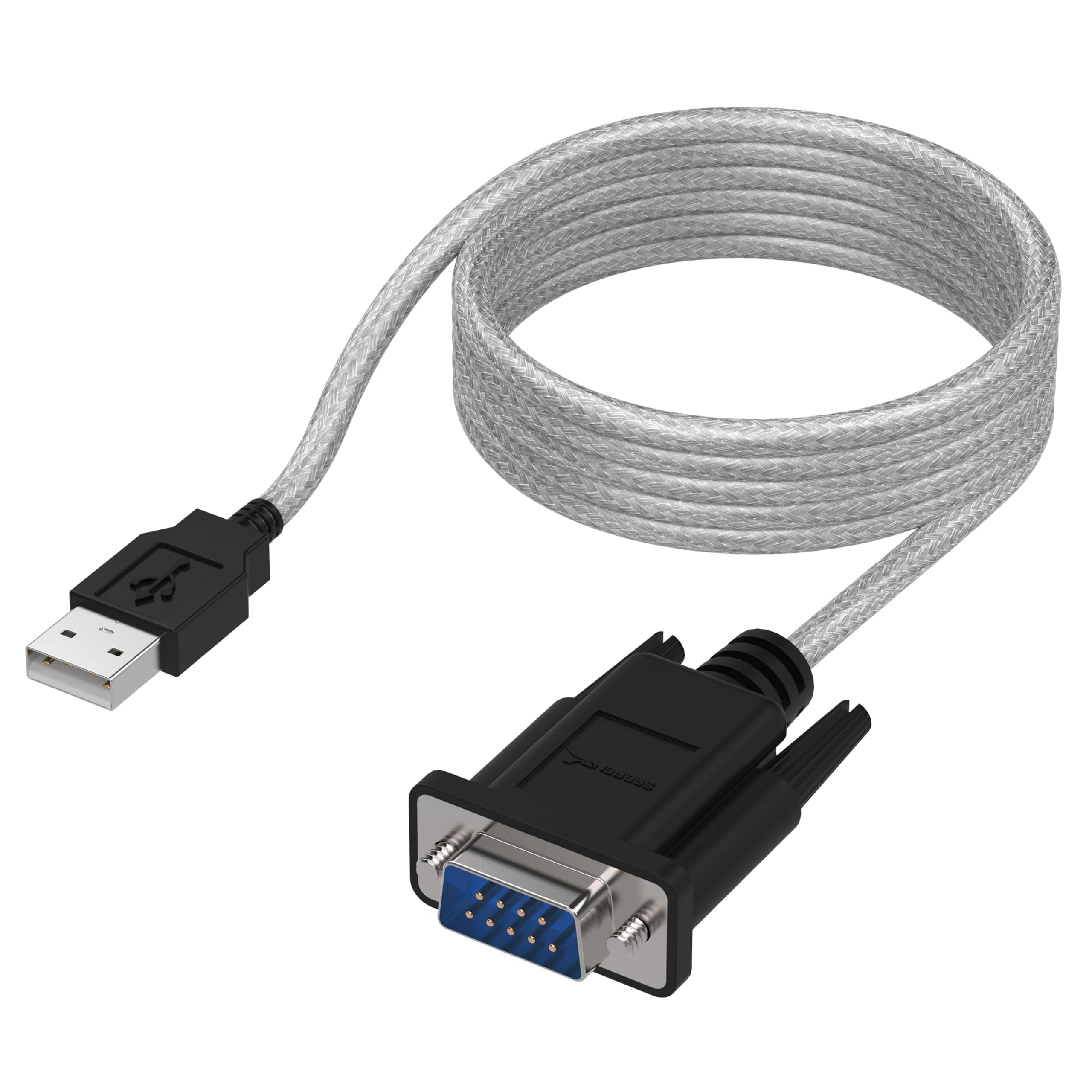 SABRENT USB Serial Cable, USB to RS232 DB9 Converter Cable, compatible with routers, switches, CNC machines, PLCs, printers, surveillance cameras, barcode scanners, ECG machines etc. (SBT-USC6K)
