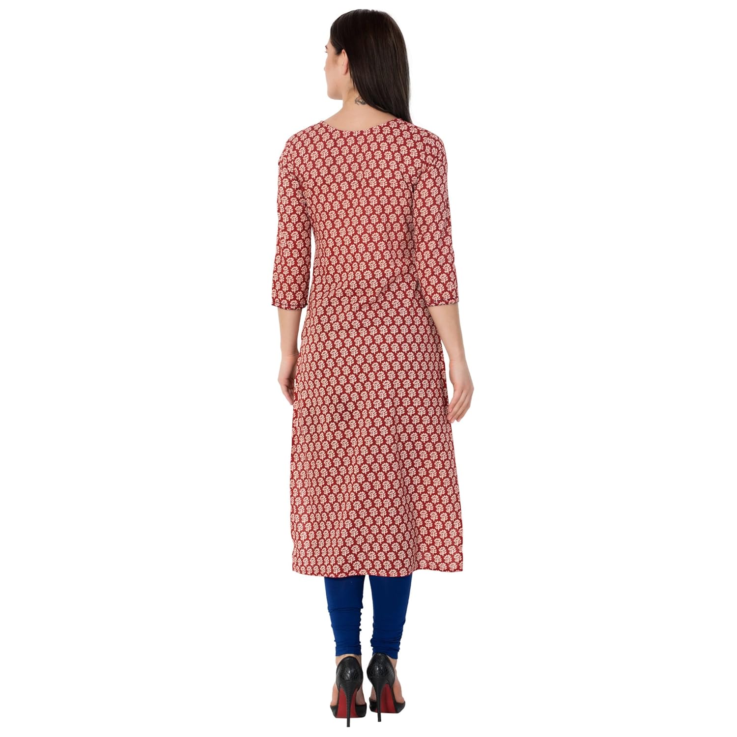 gulmohar jaipur women's cotton straight kurti (red)