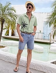 COOFANDY Mens Floral Button Down Shirt Short Sleeve