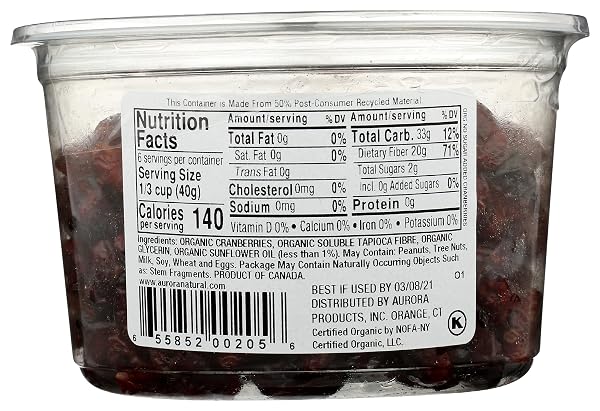 AURORA PRODUCTS ORGANIC DRIED CRANBERRIES, 9 OZ