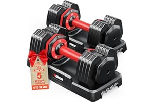 Rendpas Adjustable Dumbbells Set of 2, 1 Hand Adjustable Weights Dumbbells Set, 5 in 1/10 in 1 Free Dumbbell with Anti-Slip Texture Handle, 25/55/80lb Pair Weight Set For Home Gym Suit both Men and Women