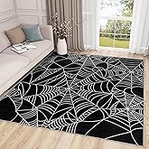 SherAvant Spiderweb Area Rug - 3x4 Rug - Spiderweb Rug - Halloween Spooky Area Rug - Gothic Black and White Rugs - Goth Spider Decor Carpet - Home Decor