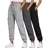 Neer 3 Pack Women's Cargo Sweatpants Joggers Pants Causal Gym Athletic Workout High Waist Bottom Y2k Fall Outfits with Pocket