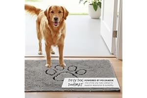 DOG GONE SMART PET PRODUCTS Dog Gone Smart Dirty Dog Doormat - Fast Drying Rug with Super Gripper Backing for Clean Floors - Super Absorbent and Machine Washable Mat for Muddy Paws - Grey