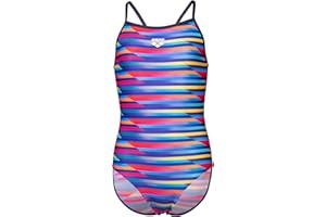 ARENA Girls Performance Racing Stripe Light Drop Back Athletic One Piece Swimsuit