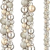 Yuxung 2 Pcs 15 ft Christmas Ball Ornament Garland, Champagne Gold | Bauble Bulb Christmas Tree Ball Decoration Shatterproof Ornaments for Xmas Indoor Outdoor Home Mantel Decoration