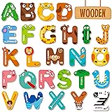 26 Magnetic Wooden Letters, Cute Animal Alphabet