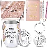 Domensi 7 Pcs International Womens Day Gift Employee Appreciation for Nurse Makeup Bag Tumbler Keychain Notebook Ballpoint Pen for Teacher Professional Dental Medical Assistant Staff Coworker(Pink)