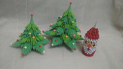 3d Origami Christmas Tree With Santa Claus Amazon In Home Kitchen