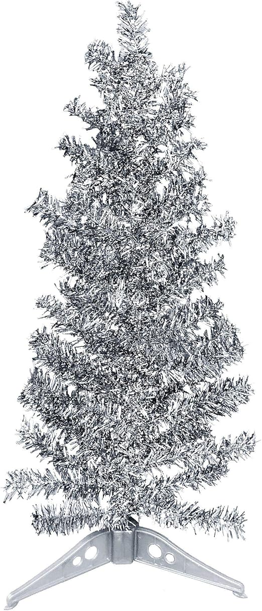 Amazon Com Country Silk Mini Silver Tinsel Christmas Tree