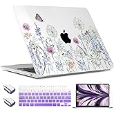 TWOLSKOO for MacBook Air 13 inch Case M4 A3240 M3 A3113 M2 A2681 2025 2024 2022 Plastic Hard Shell, Keyboard Cover, Type C Adapter, Screen Protector for MacBook Air 13.6 inch, Dandelions