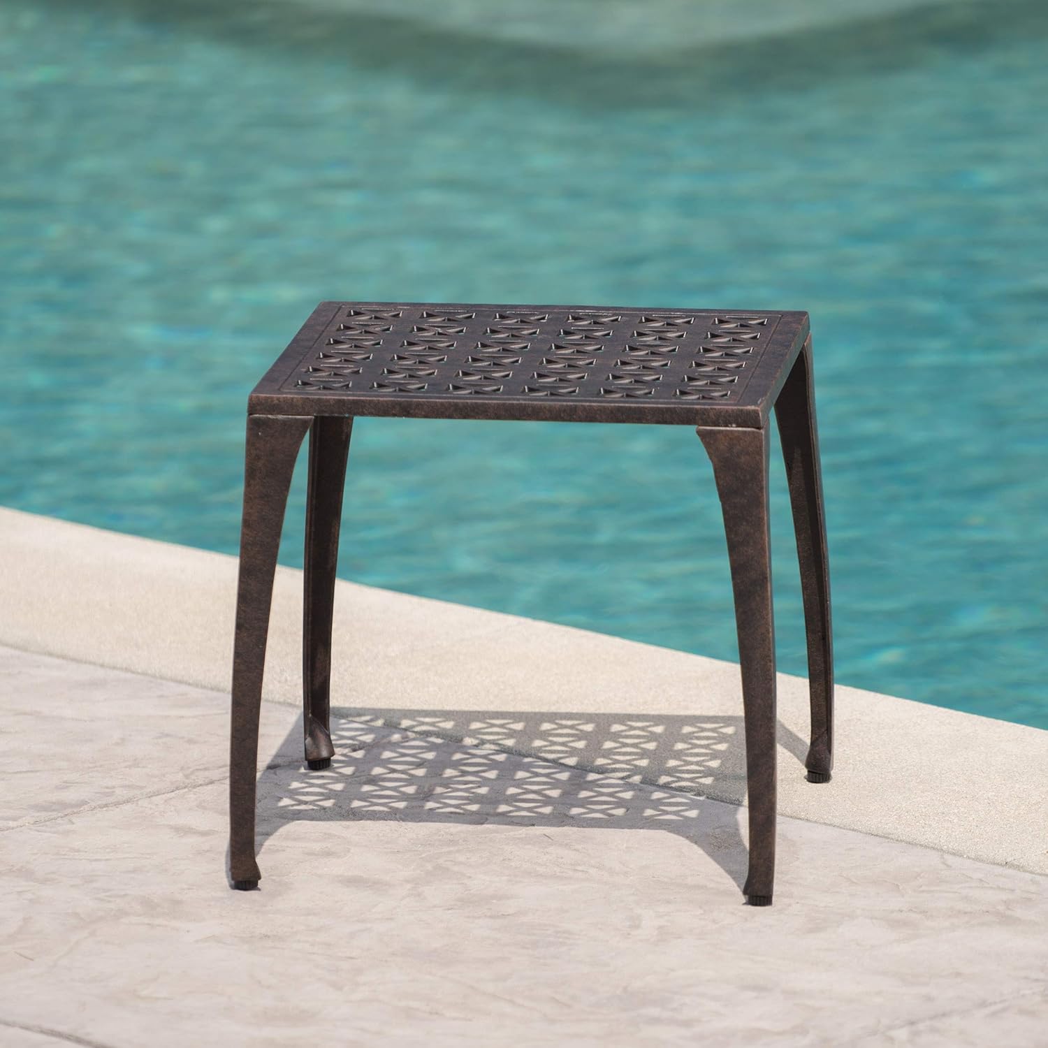 Christopher Knight Home Kai Outdoor 18" Cast Aluminum Side Table, Bronze Finished : Garden & Outdoor