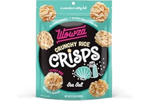 Wowza Sea Salt - Healthy Snacks, Mini Rice Cakes, Sticky Rice Crunchy Snack, Low Calorie, Savory Rice Crisp - Ideal Healthy Snack for Adults & Kids, 3.5 oz Bag, 8 Pack