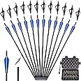 TIT-COYO 20 22 Inch Crossbow Bolts and Crossbow Broadheads Set Carbon Crossbow Arrows for Hunting and Outdoor Practice, 12pcs Arrows 12pcs Broadheads(24 Pack)