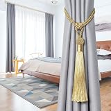 Pretty Jolly 2 Pack Long Tassel Curtain Tiebacks Gold Handmade Braided Rope view 4