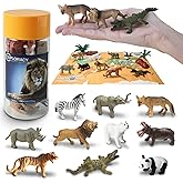 EXPLORACY 10pcs Mini Wild Animal Toy for Kids - Realistic Safari Figurines Jungle Zoo Playset Lion Elephant Tiger Forest Wild