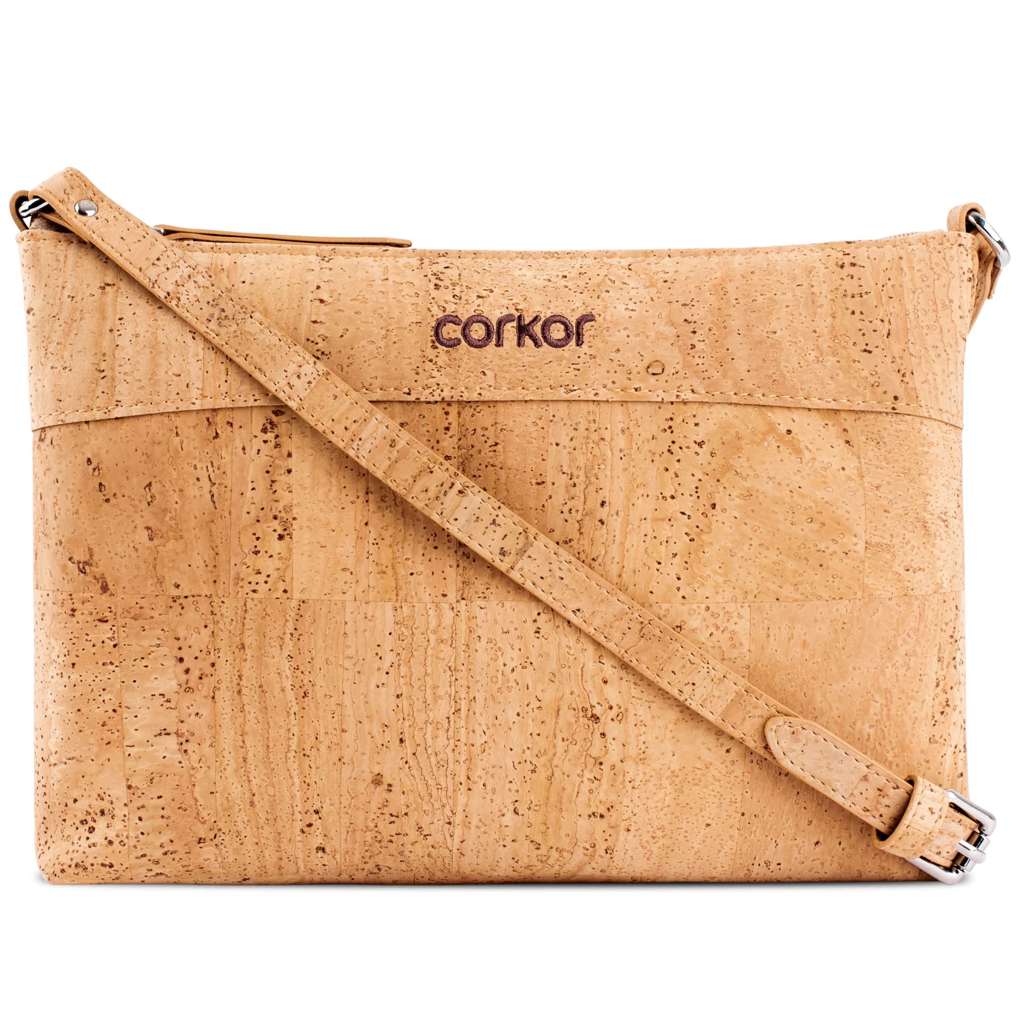 Corkor Cork Purse Women Crossbody Bag Adjustable Strap Vegan Leather Handbag Natural