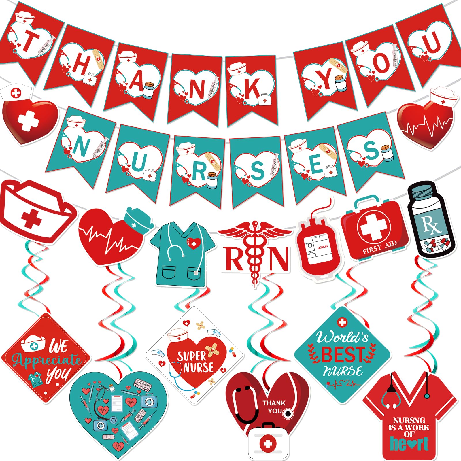 Photo 1 of Thank You Nurses Banner Nurse Week Decorations Happy Nurses Week Banner Nurse Appreciation Week Hanging Decorations for Nursing School Party Decorations