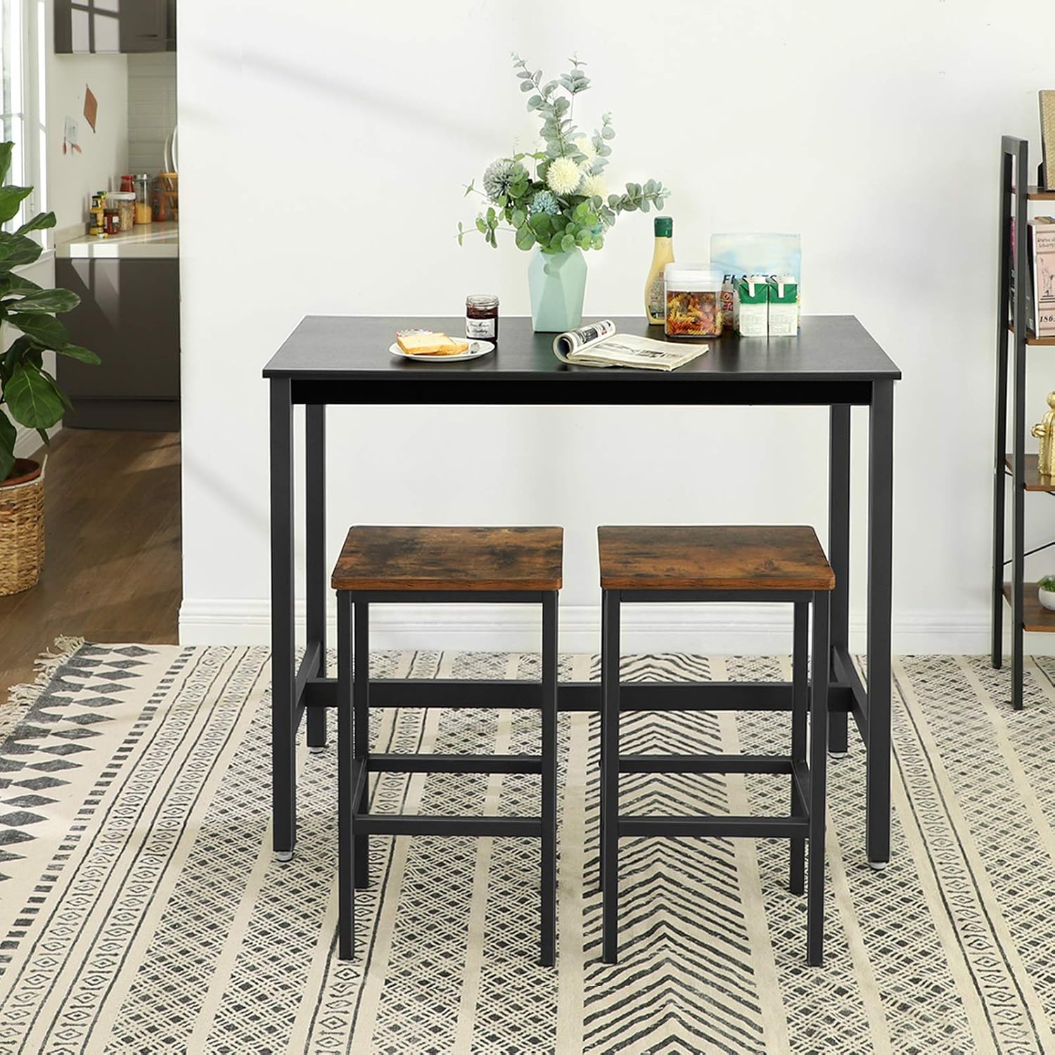 Nero Lbt91bk Vasagle Tavolo Alto Da Bar Salotto Tavolo Per Colazione Design Industriale Struttura In Metallo Robusto 1 X 60 X 90 Cm Multiuso In Cucina Ristorante Casa E Cucina Arredamento