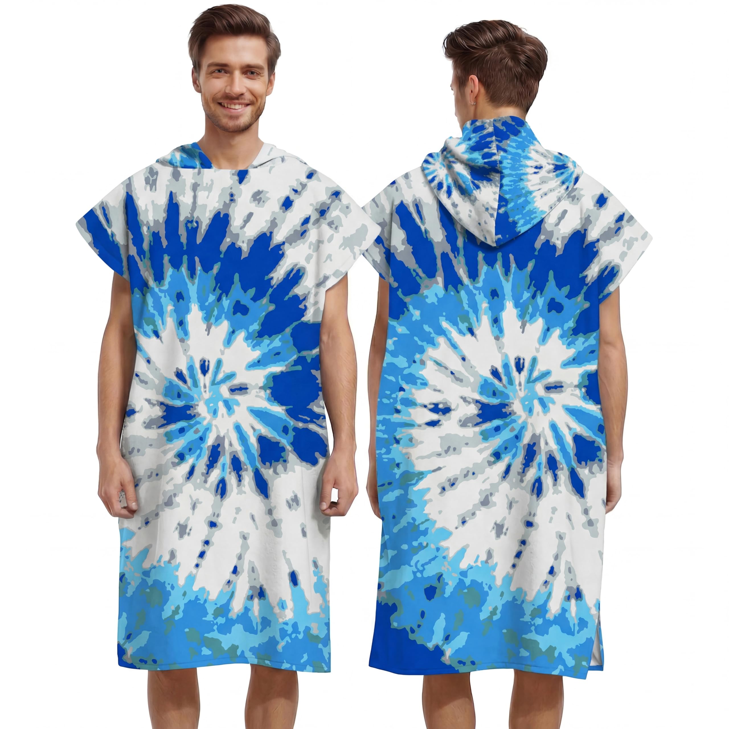 LOMTRATS Quick-drying Surf Poncho, Changing Towel, Bathrobe, Sports Towels for Swimmers,Hoodie for Adults,Swimming,Beach,Surfing,Diving,Bathing（Adult-M）