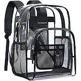 PACKISM Clear Backpack - 17 inch Heavy Duty Clear Backpacks for School, Large Transparent Bookbag for Students (Age 12+)