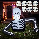 Joiedomi 5.5FT Long Halloween Skeleton Inflatable Decoration with LCD Eyes – 8 Animated Eye Designs, LED Lighted Halloween Blow Up Decoration for Yard Lawn Indoor Outdoor, Inflatable with LCD Eyes