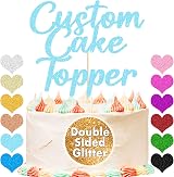 EDS G Personalised Cake Topper Happy Birthday Glitter 11 Colors Baby Blue view 2