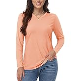 YUCOLEN Long Sleeve Shirts for Women Cotton Crewneck Casual T-Shirts Soft Basic Tee Long Sleeve Tops