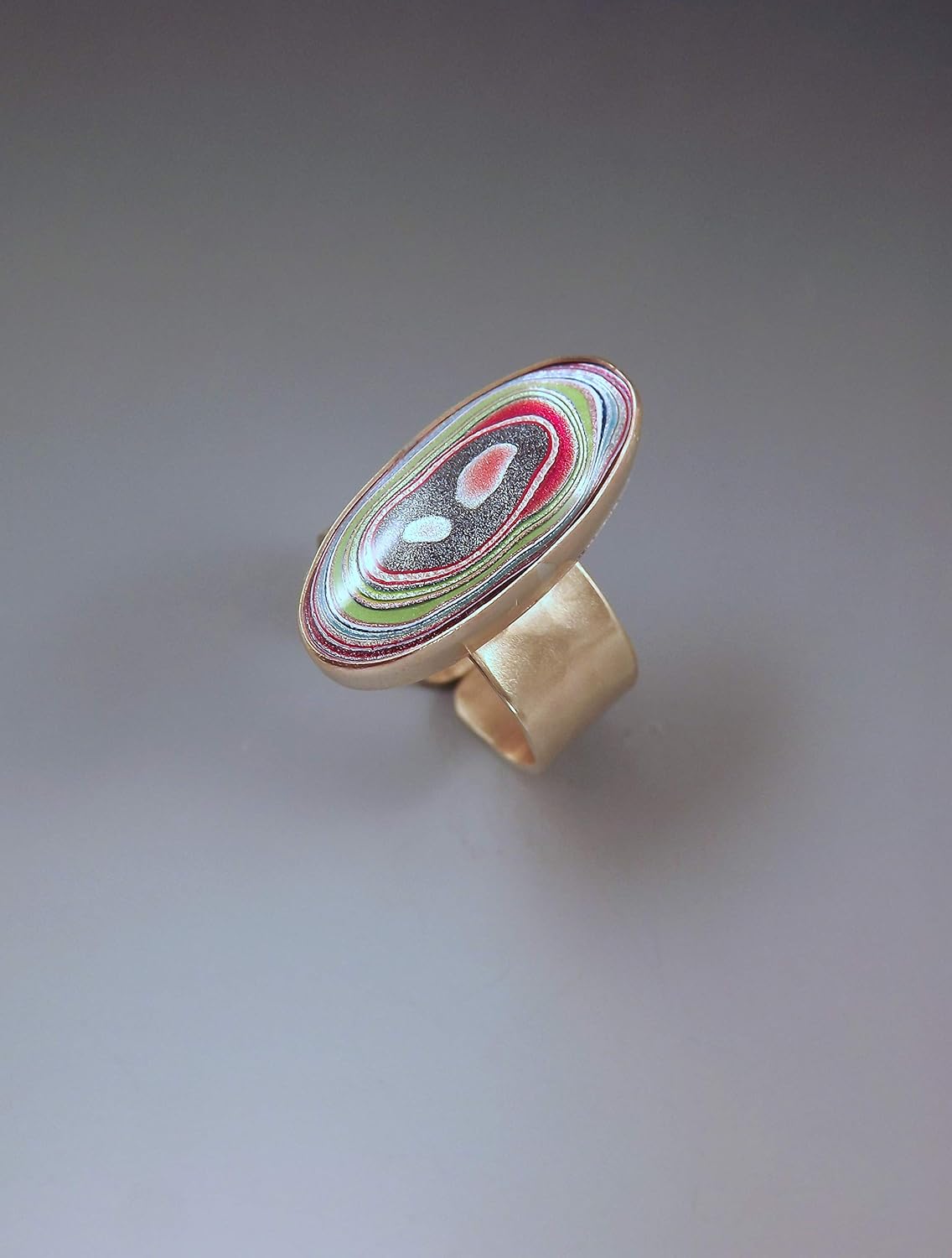 Amazon Com Fordite Detroit Agate Retro Bull S Eye Golden Statement Ring Merlin S Gold Nu Gold Fordite Ring Handmade