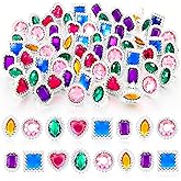 Shappy 72 Pcs Colorful Plastic Rings for Kids Adjustable Costume Jewelry Rings for Princess Carnival Dress up Bridal Shower Party Accessories (Heart,Round,Oval,Square,Rectangular)