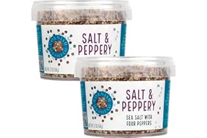 CORNISH SEA SALT CO Cornish Sea Salt & Peppery Seasoning| Sea Salt Flakes w. Four Pepper Seasoning | Hand-Harvested in Cornwall, England | 2.1 oz Resealable Tub (Pack of 2)